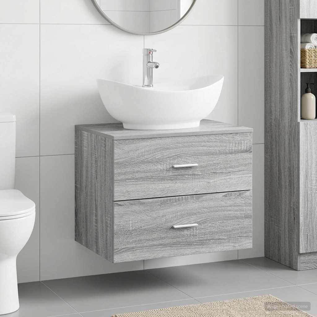 vidaXL Bathroom Furniture Set Grey Sonoma Engineered Wood