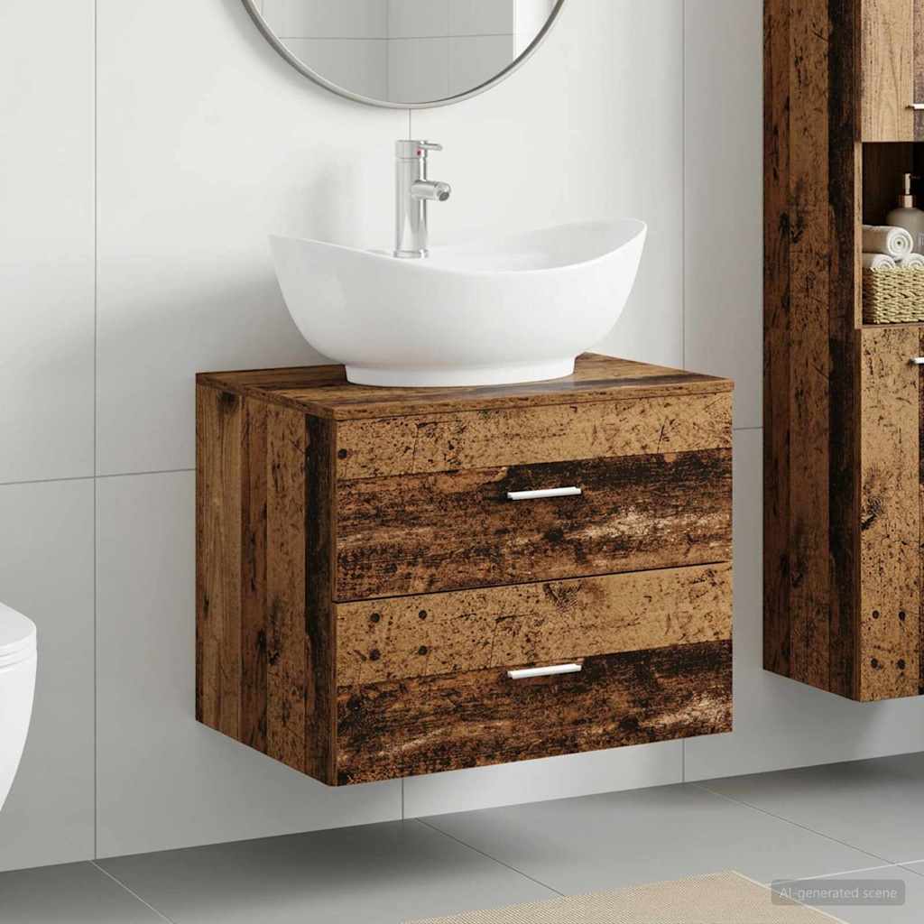 vidaXL Bathroom Furniture Set Old Wood Engineered Wood