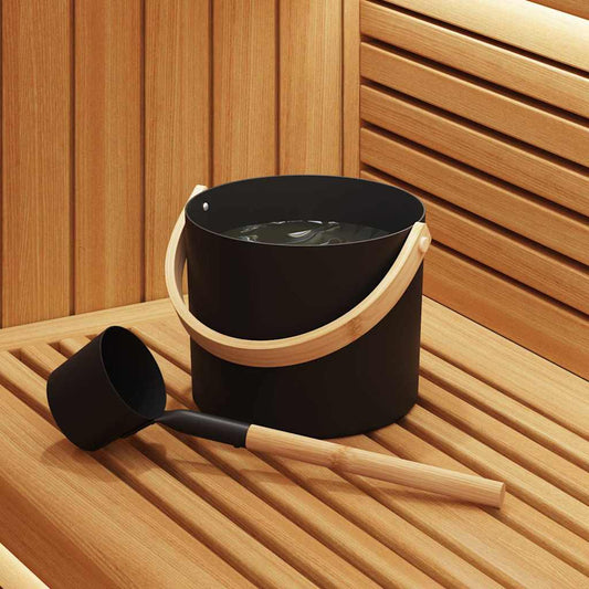 vidaXL Sauna Accessory Set 2 pcs Black Aluminium and Solid Pine Wood