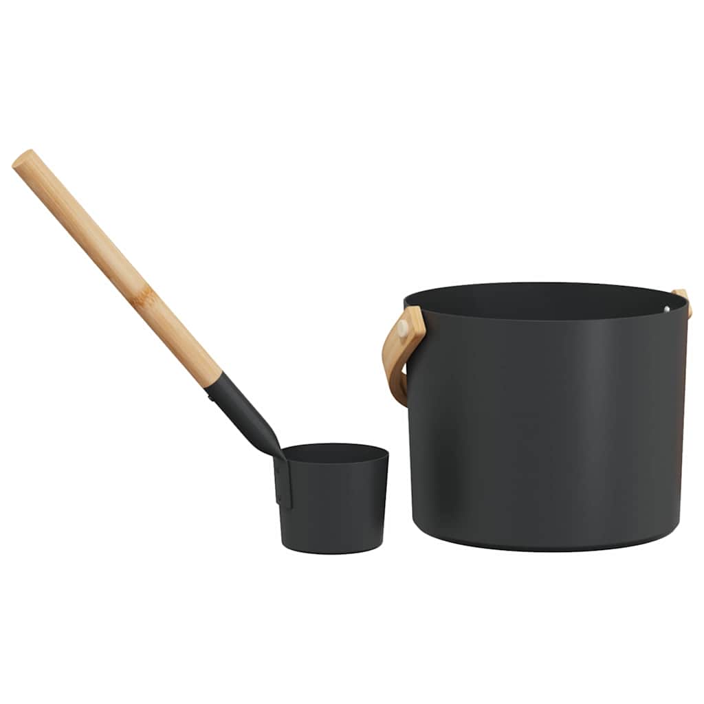 vidaXL Sauna Accessory Set 2 pcs Black Aluminium and Solid Pine Wood