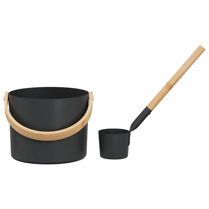 vidaXL Sauna Accessory Set 2 pcs Black Aluminium and Solid Pine Wood