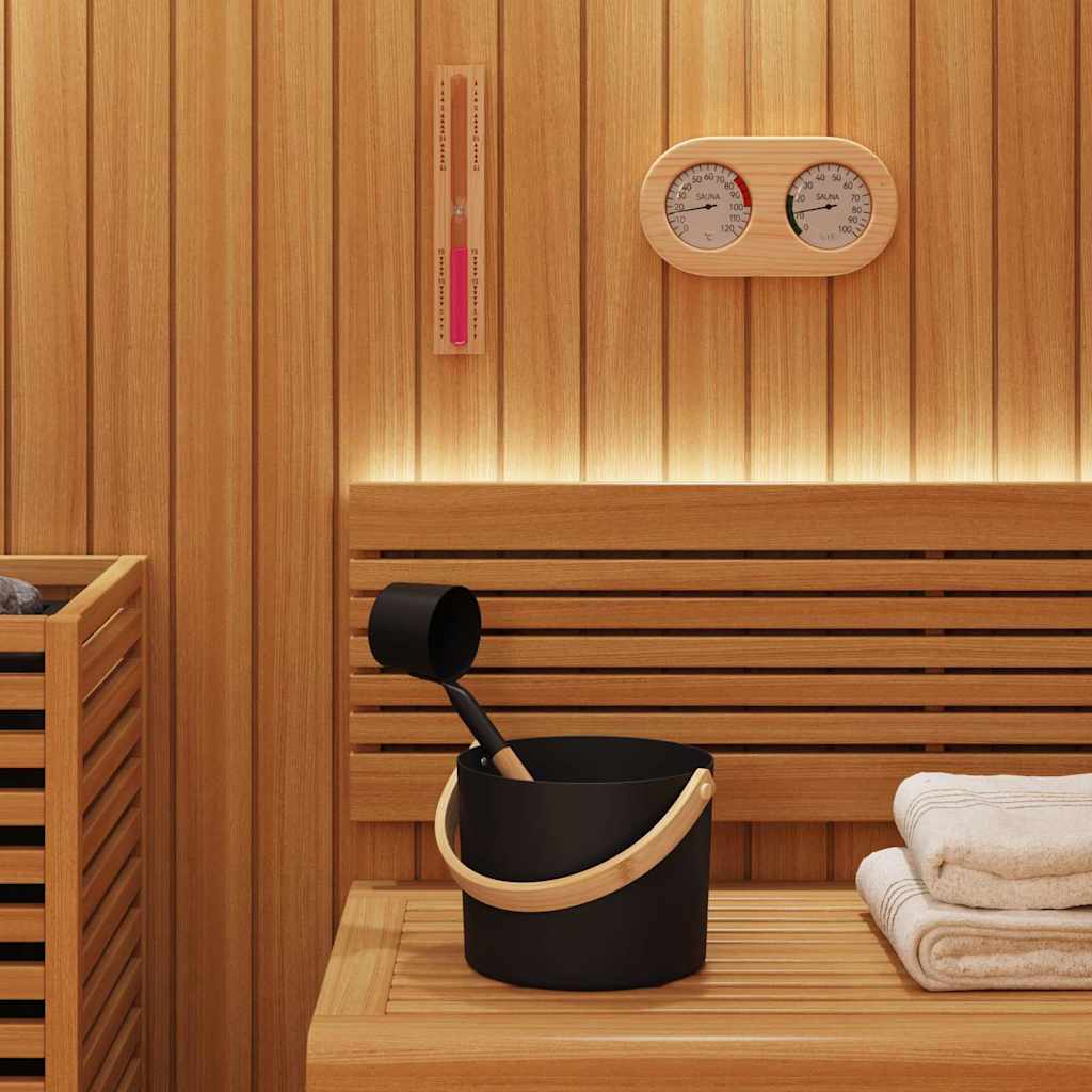 vidaXL Sauna Accessory Set 4 pcs Black Aluminium and Solid Pine Wood