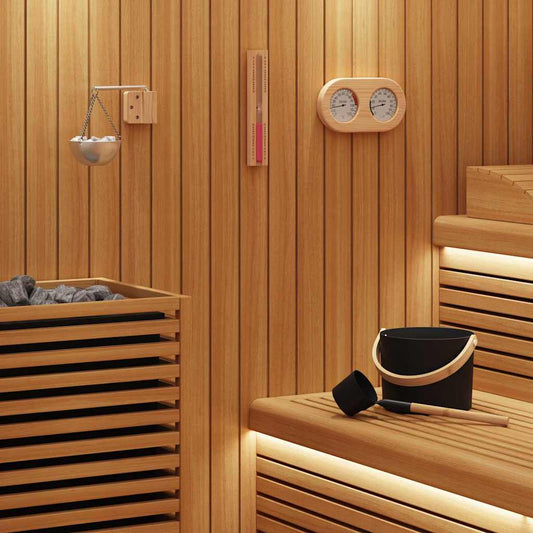 vidaXL Sauna Accessory Set 5 pcs Black Aluminium and Solid Pine Wood