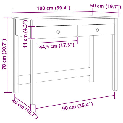 vidaXL Desk with Drawer Max Brown 100 x 50 x 78 cm Solid Pine Wood