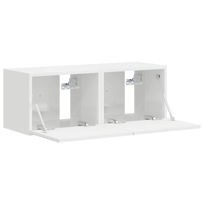 vidaXL TV Wall Cabinet 2 pcs Gloss White 39 x 31 x 29.5 cm