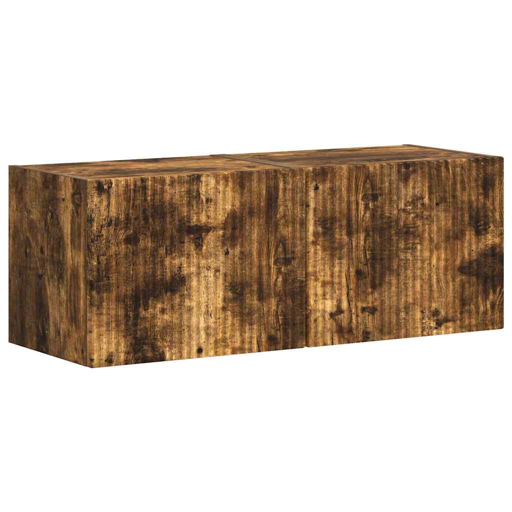 vidaXL TV Wall Cabinet Wall-mounted 2 pcs Smoked Oak 39 x 31 x 29.5 cm