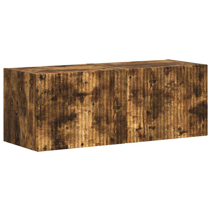 vidaXL TV Wall Cabinet Wall-mounted 2 pcs Smoked Oak 39 x 31 x 29.5 cm