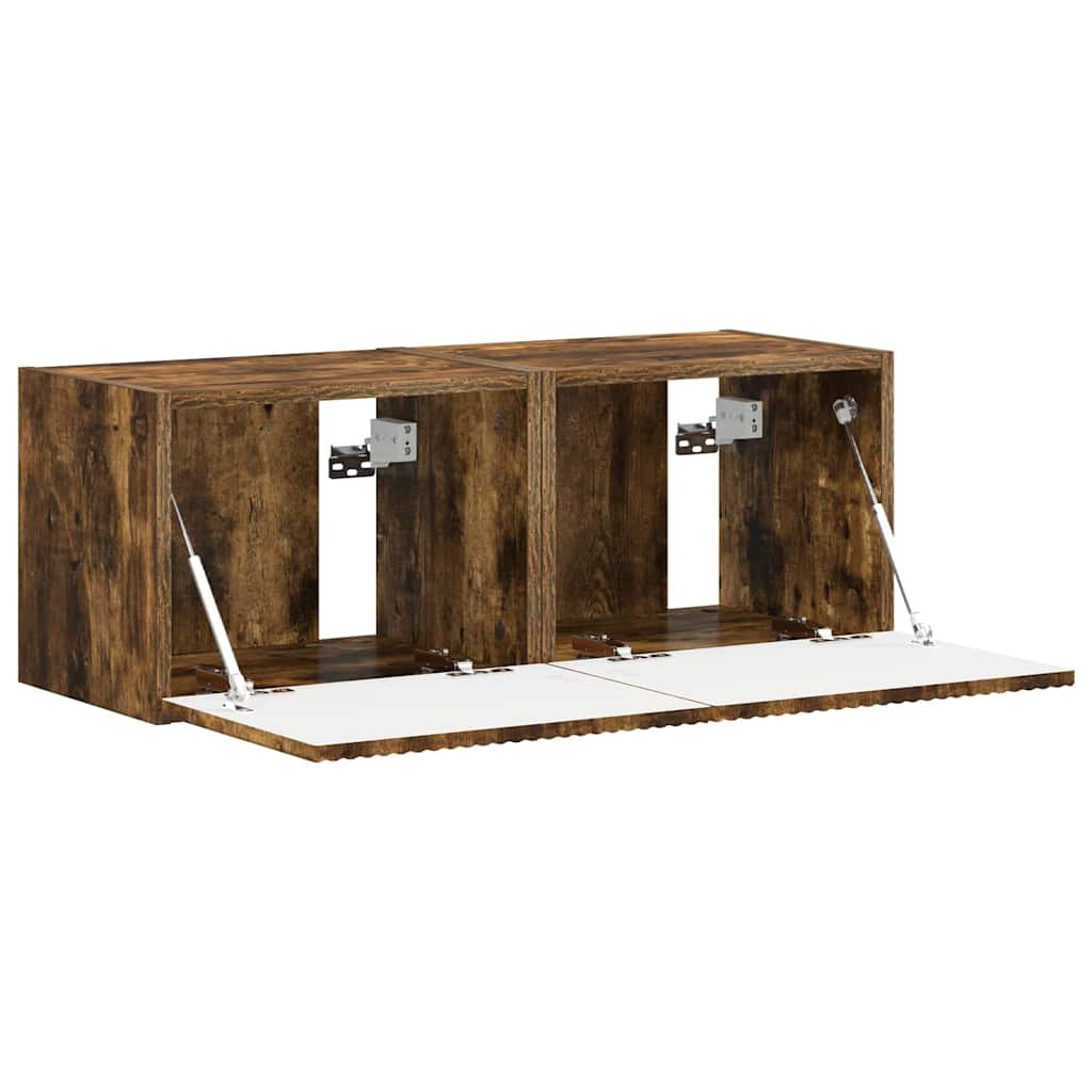 vidaXL TV Wall Cabinet Wall-mounted 2 pcs Smoked Oak 39 x 31 x 29.5 cm