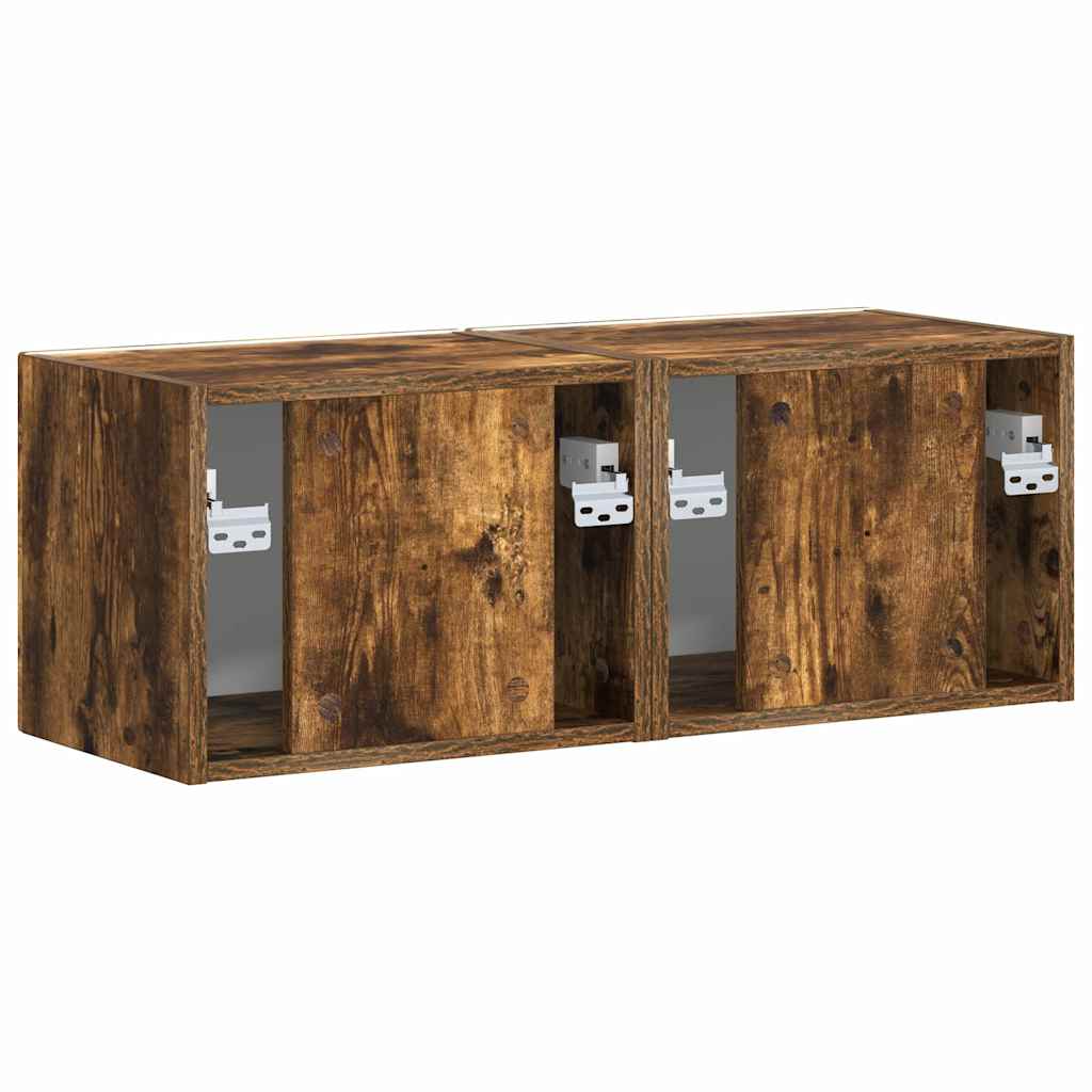 vidaXL TV Wall Cabinet Wall-mounted 2 pcs Smoked Oak 39 x 31 x 29.5 cm