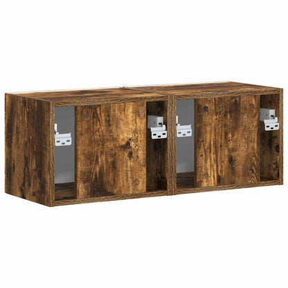 vidaXL TV Wall Cabinet Wall-mounted 2 pcs Smoked Oak 39 x 31 x 29.5 cm