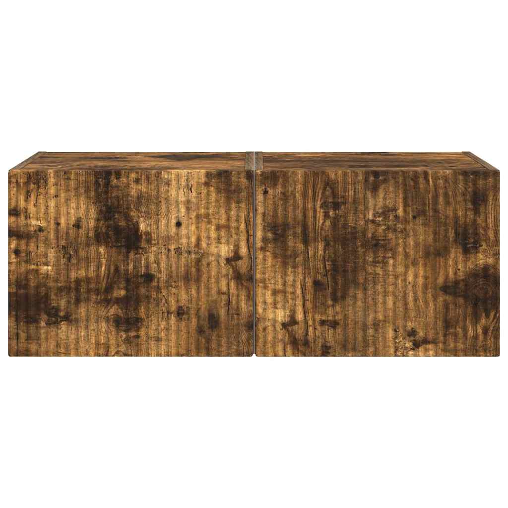 vidaXL TV Wall Cabinet Wall-mounted 2 pcs Smoked Oak 39 x 31 x 29.5 cm