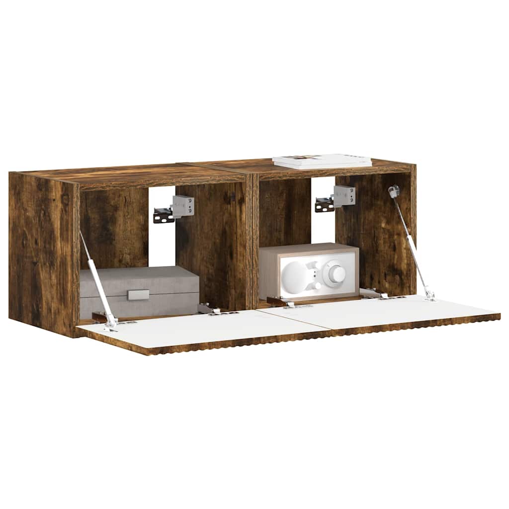 vidaXL TV Wall Cabinet Wall-mounted 2 pcs Smoked Oak 39 x 31 x 29.5 cm