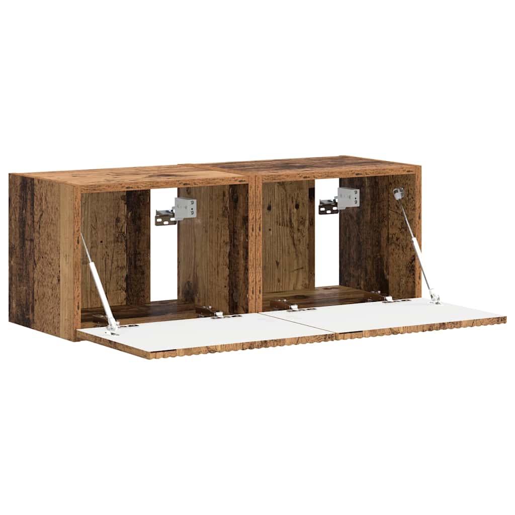 vidaXL TV Wall Cabinet Wall-mounted 2 pcs Old Wood 39 x 31 x 29.5 cm