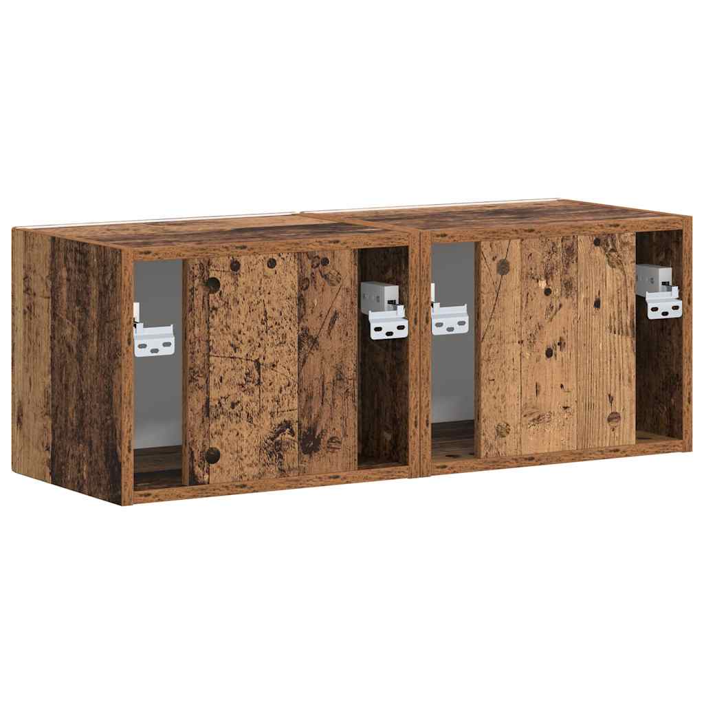 vidaXL TV Wall Cabinet Wall-mounted 2 pcs Old Wood 39 x 31 x 29.5 cm