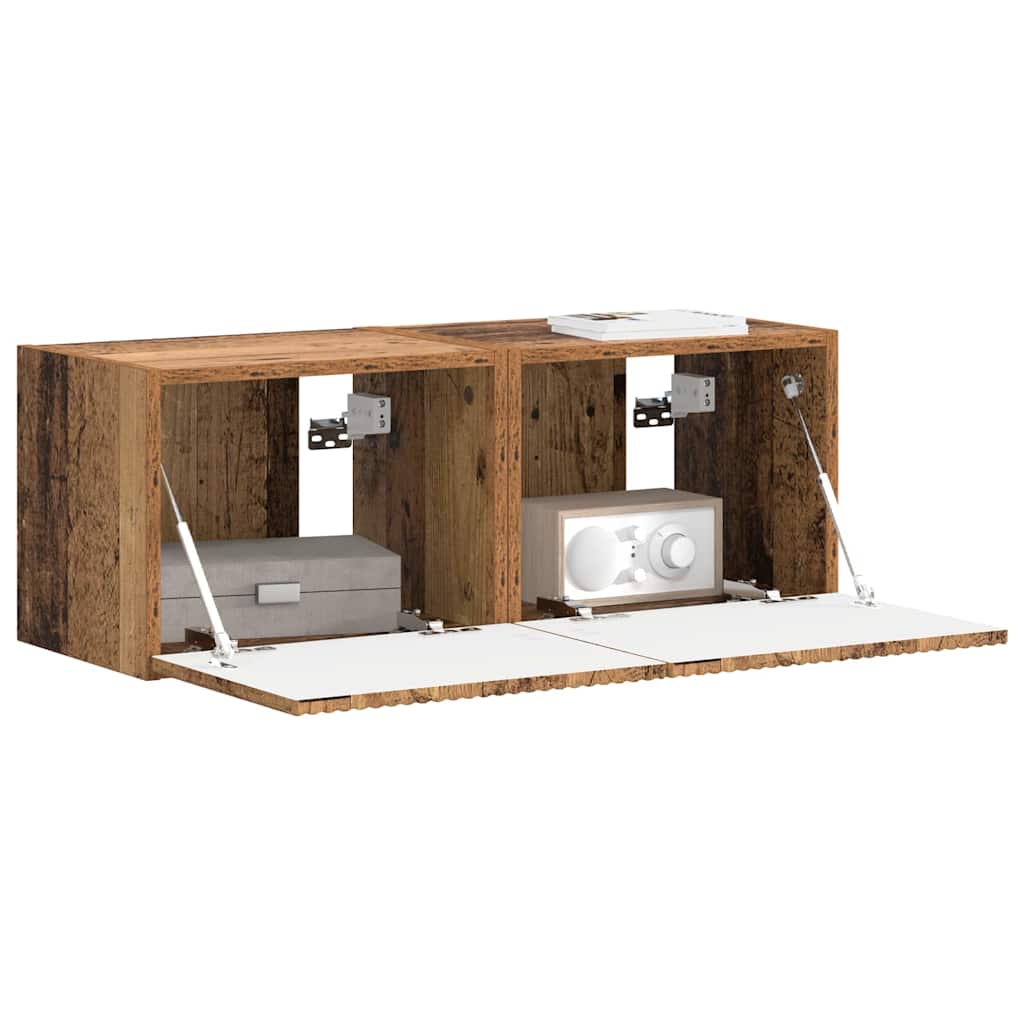 vidaXL TV Wall Cabinet Wall-mounted 2 pcs Old Wood 39 x 31 x 29.5 cm