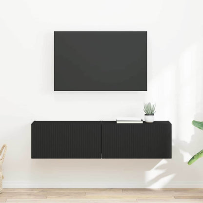 vidaXL TV Wall Cabinet 2 pcs Black 60 x 31 x 29.5 cm Engineered Wood