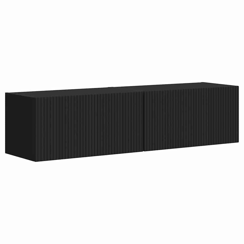 vidaXL TV Wall Cabinet 2 pcs Black 60 x 31 x 29.5 cm Engineered Wood