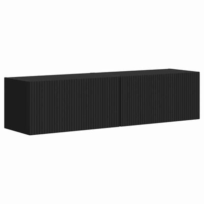 vidaXL TV Wall Cabinet 2 pcs Black 60 x 31 x 29.5 cm Engineered Wood
