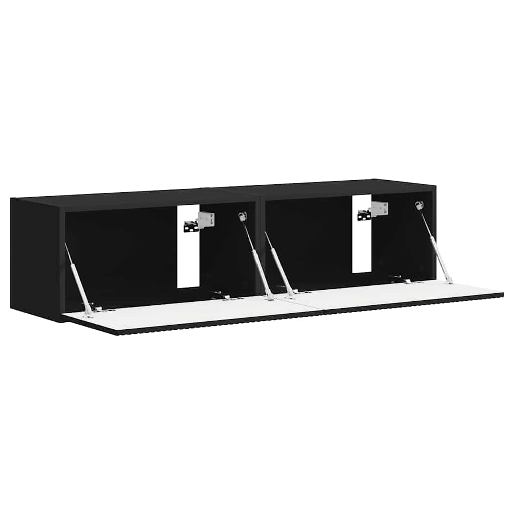 vidaXL TV Wall Cabinet 2 pcs Black 60 x 31 x 29.5 cm Engineered Wood