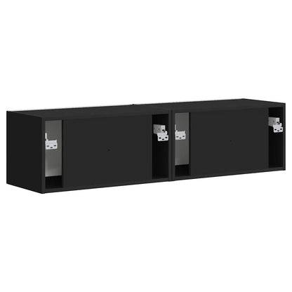 vidaXL TV Wall Cabinet 2 pcs Black 60 x 31 x 29.5 cm Engineered Wood