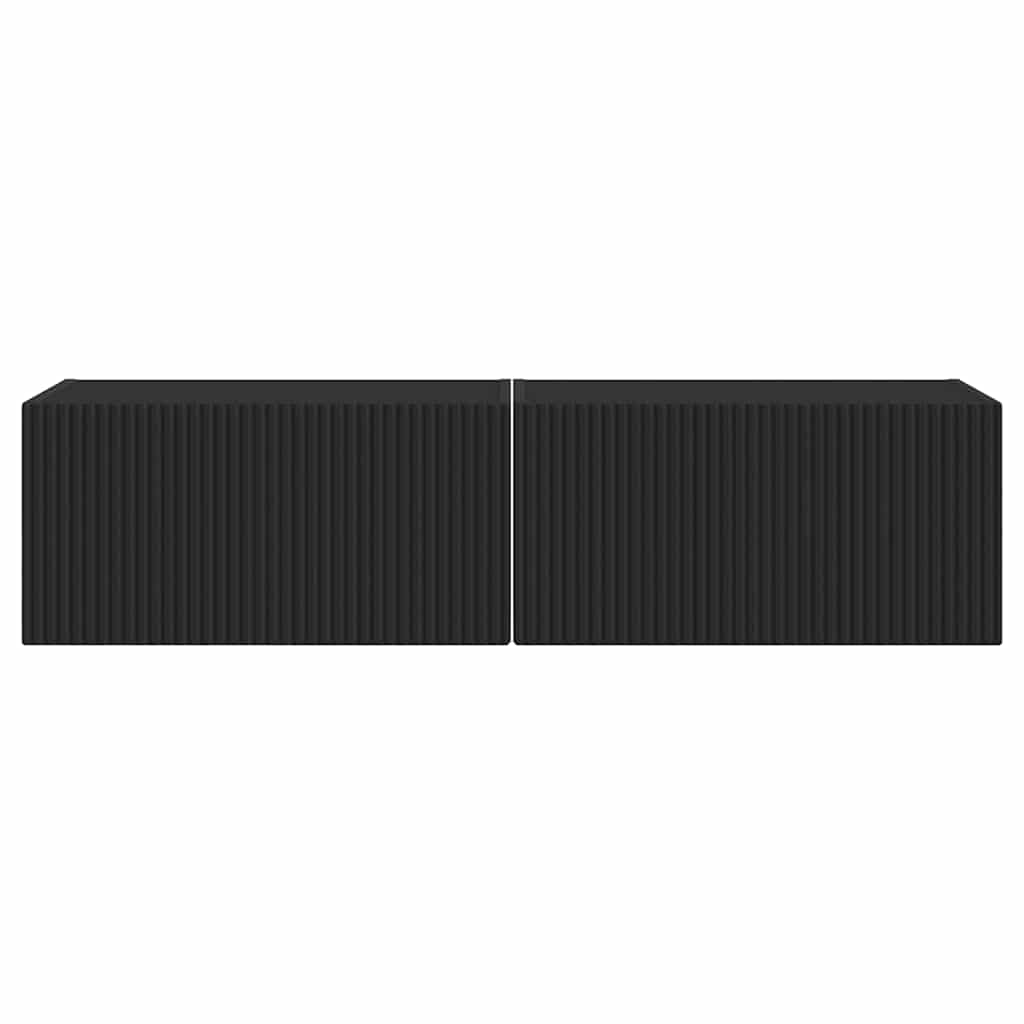 vidaXL TV Wall Cabinet 2 pcs Black 60 x 31 x 29.5 cm Engineered Wood