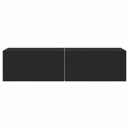 vidaXL TV Wall Cabinet 2 pcs Black 60 x 31 x 29.5 cm Engineered Wood
