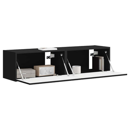 vidaXL TV Wall Cabinet 2 pcs Black 60 x 31 x 29.5 cm Engineered Wood