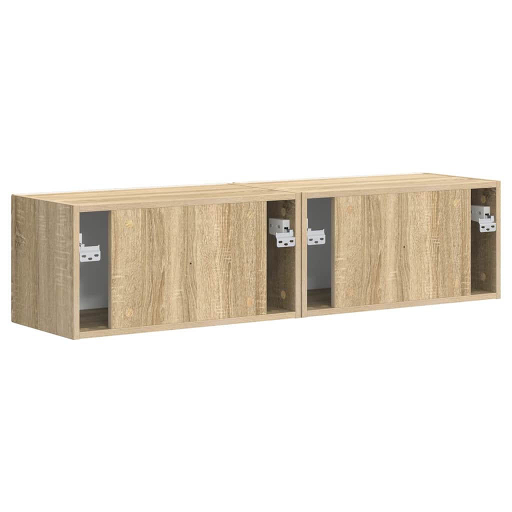 vidaXL TV Wall Cabinet 2 pcs Sonoma 60 x 31 x 29.5 cm Engineered Wood
