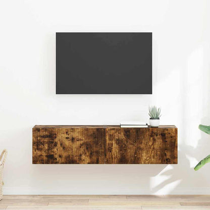 vidaXL TV Wall Cabinet Wall-mounted 2 pcs Smoked Oak 60 x 31 x 29.5 cm