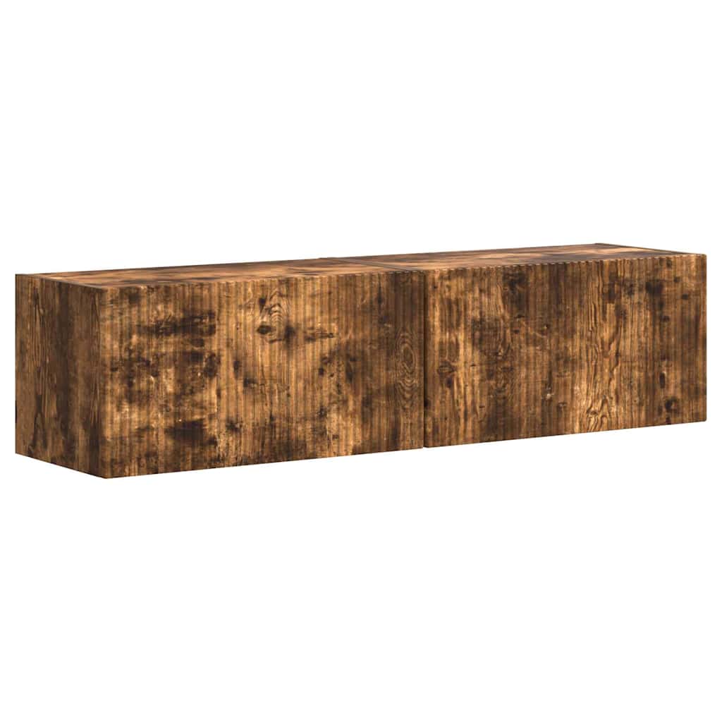 vidaXL TV Wall Cabinet Wall-mounted 2 pcs Smoked Oak 60 x 31 x 29.5 cm
