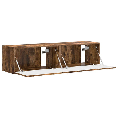 vidaXL TV Wall Cabinet Wall-mounted 2 pcs Smoked Oak 60 x 31 x 29.5 cm