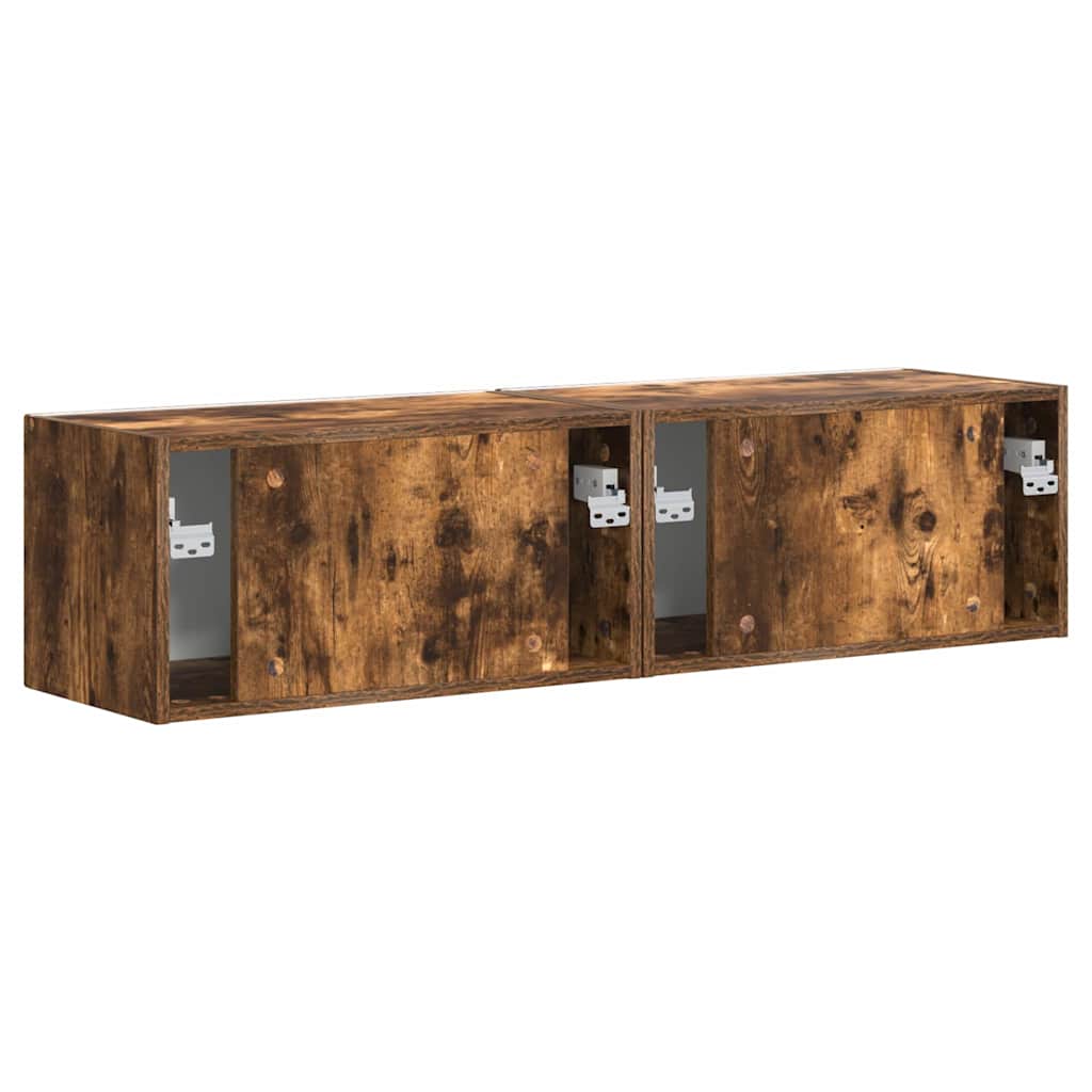 vidaXL TV Wall Cabinet Wall-mounted 2 pcs Smoked Oak 60 x 31 x 29.5 cm