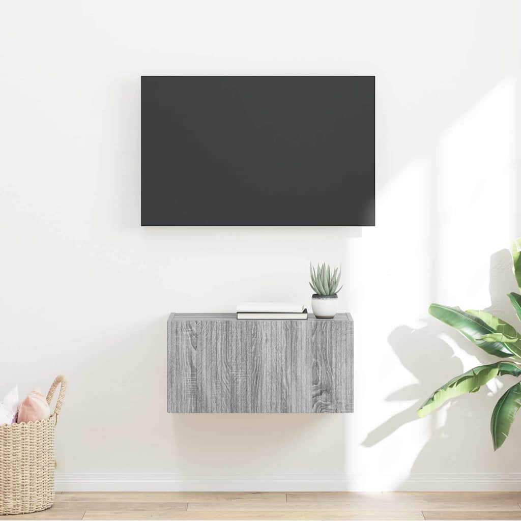 vidaXL TV Wall Cabinet Grey Sonoma 60 x 31 x 29.5 cm Engineered Wood
