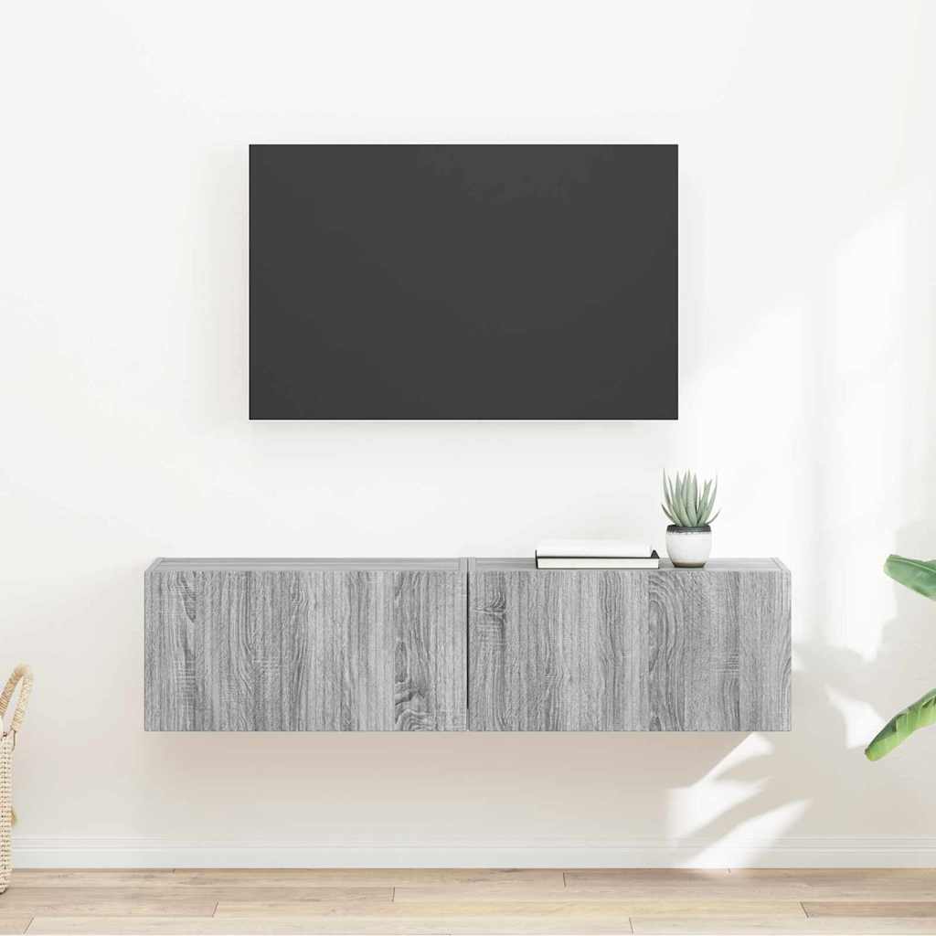 vidaXL TV Wall Cabinet 2 pcs Grey Sonoma 60 x 31 x 29.5 cm