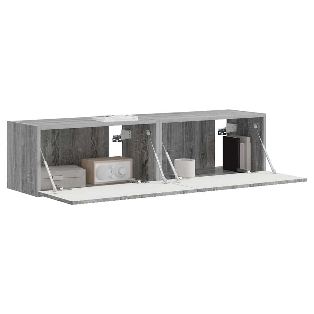 vidaXL TV Wall Cabinet 2 pcs Grey Sonoma 60 x 31 x 29.5 cm