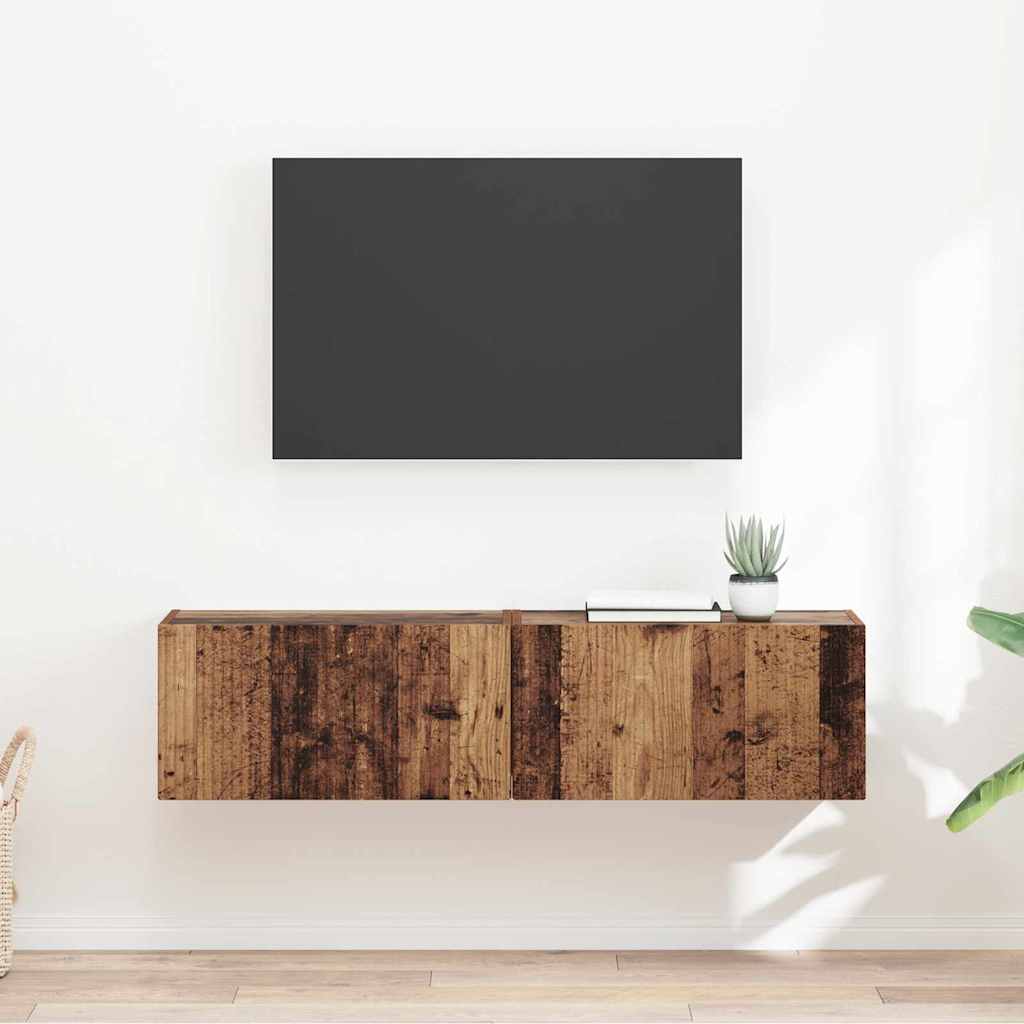 vidaXL TV Wall Cabinet Wall-mounted 2 pcs Old Wood 60 x 31 x 29.5 cm