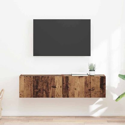 vidaXL TV Wall Cabinet Wall-mounted 2 pcs Old Wood 60 x 31 x 29.5 cm