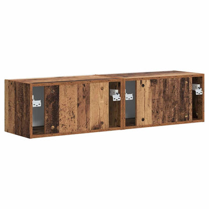 vidaXL TV Wall Cabinet Wall-mounted 2 pcs Old Wood 60 x 31 x 29.5 cm