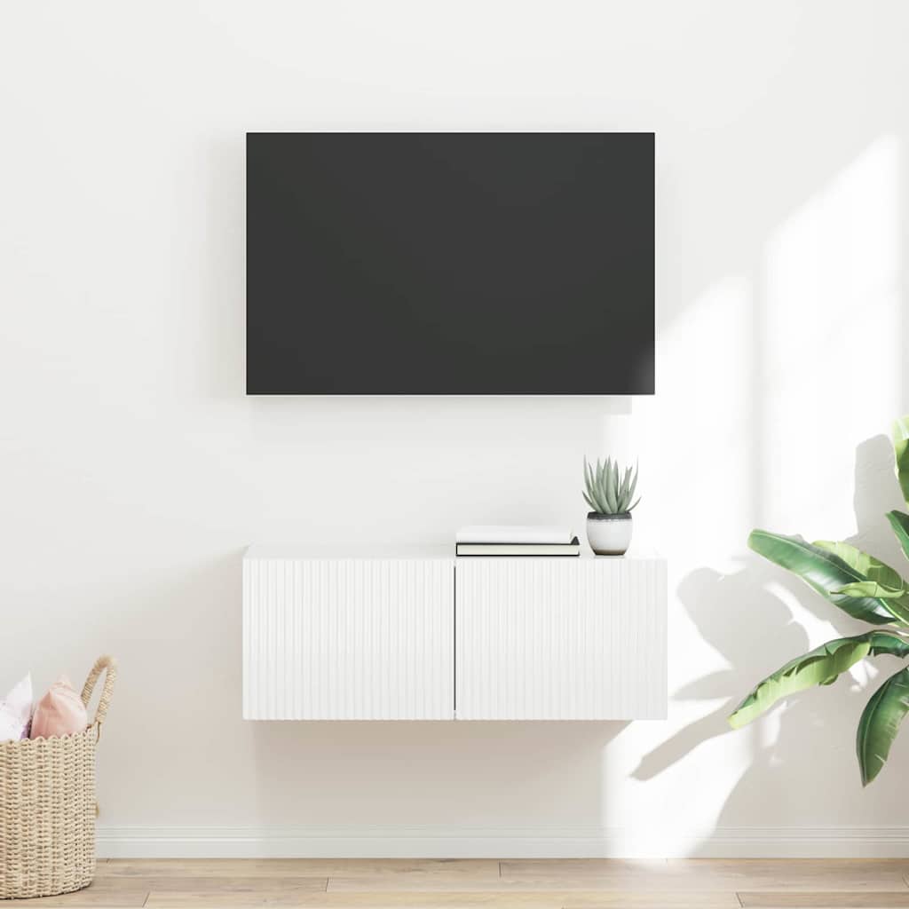 vidaXL TV Wall Cabinet White 78.5 x 31 x 29.5 cm Engineered Wood