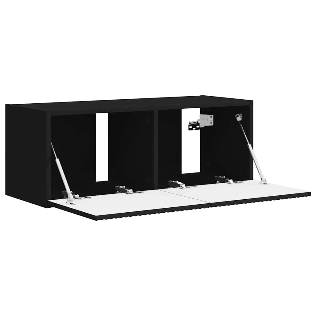 vidaXL TV Wall Cabinet Black 78.5 x 31 x 29.5 cm Engineered Wood