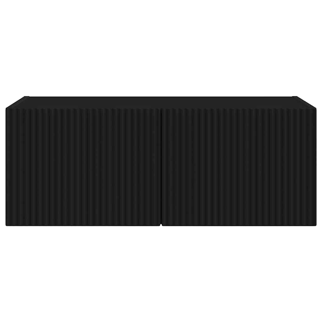 vidaXL TV Wall Cabinet Black 78.5 x 31 x 29.5 cm Engineered Wood