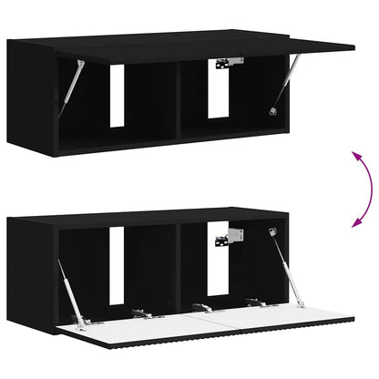 vidaXL TV Wall Cabinet Black 78.5 x 31 x 29.5 cm Engineered Wood