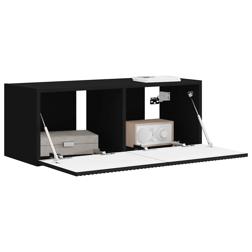 vidaXL TV Wall Cabinet Black 78.5 x 31 x 29.5 cm Engineered Wood
