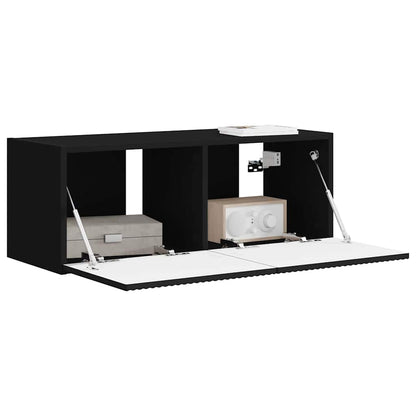 vidaXL TV Wall Cabinet Black 78.5 x 31 x 29.5 cm Engineered Wood
