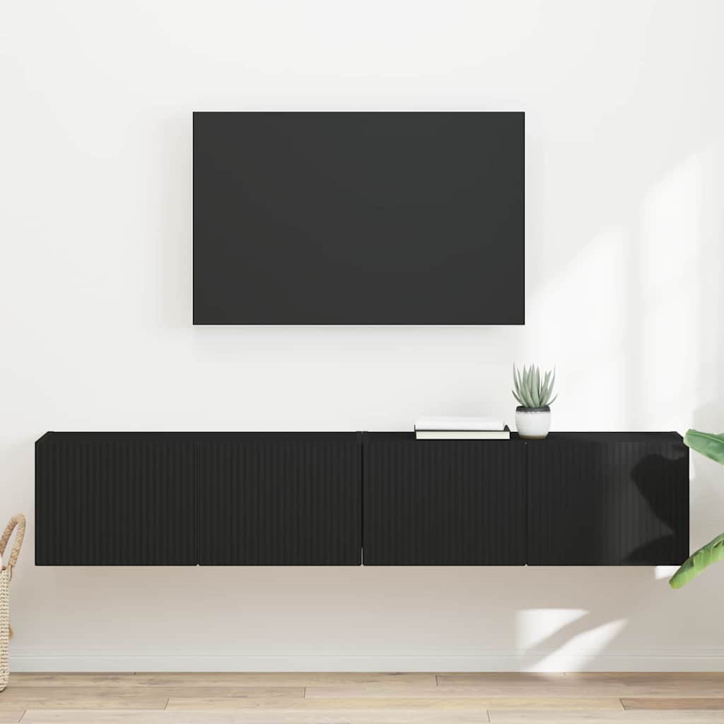 vidaXL TV Wall Cabinet 2 pcs Black 78.5 x 31 x 29.5 cm Engineered Wood