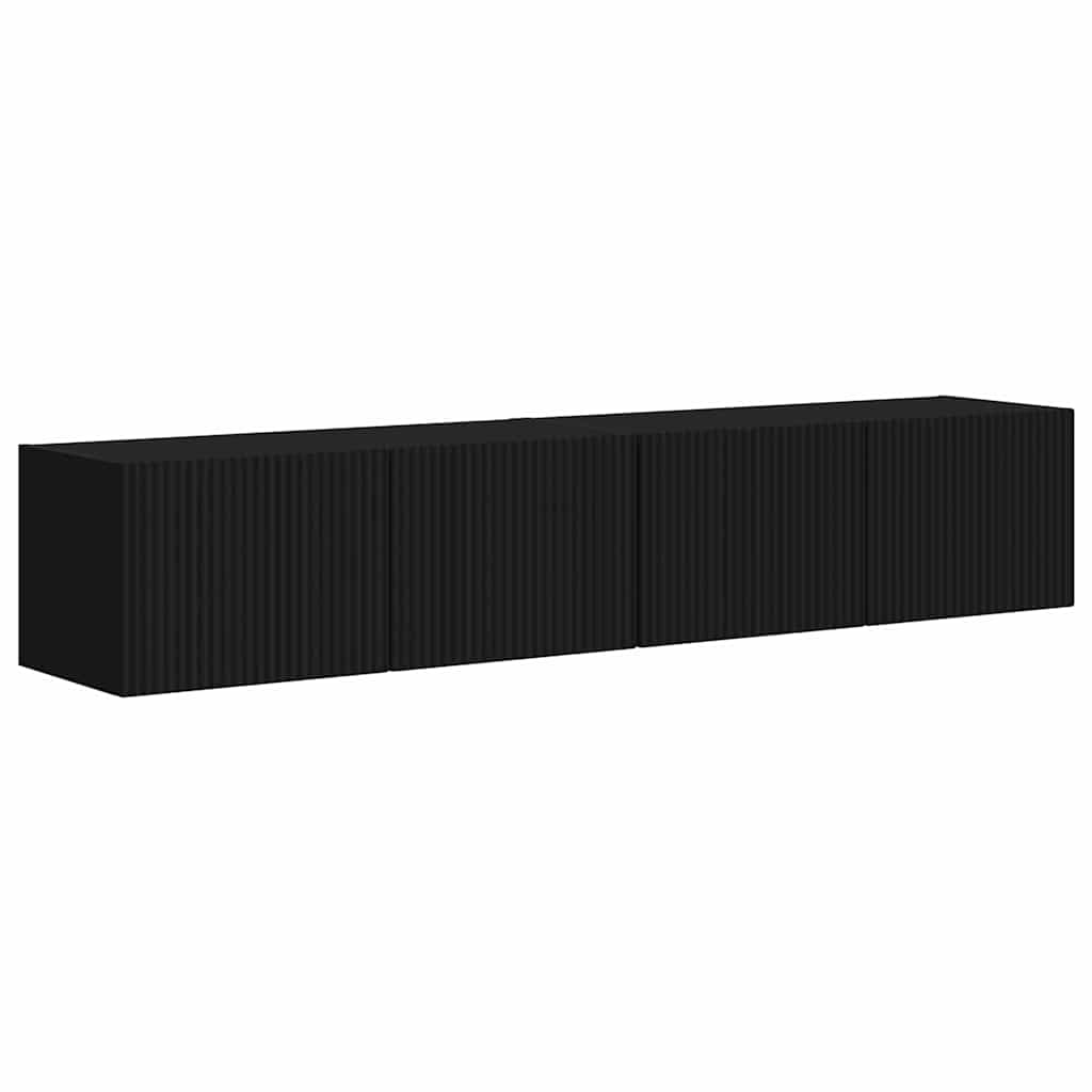 vidaXL TV Wall Cabinet 2 pcs Black 78.5 x 31 x 29.5 cm Engineered Wood