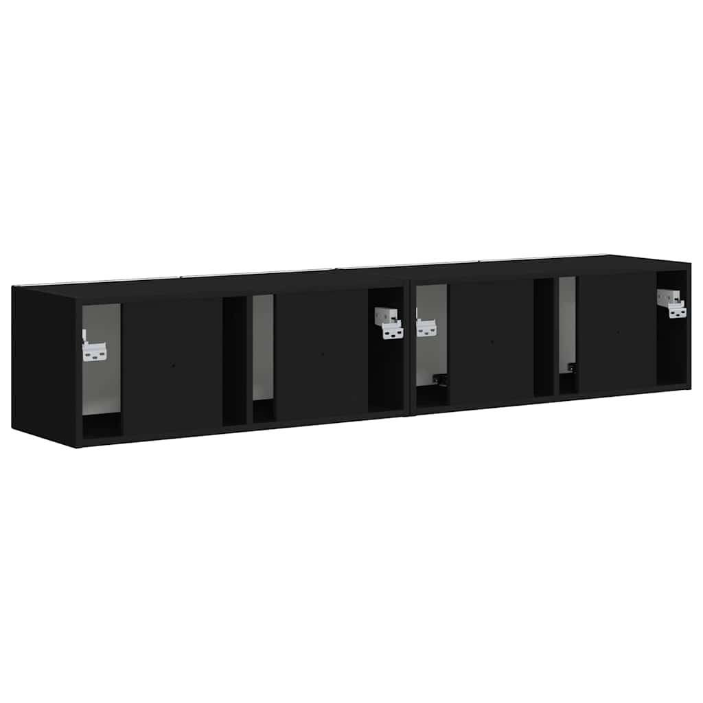 vidaXL TV Wall Cabinet 2 pcs Black 78.5 x 31 x 29.5 cm Engineered Wood