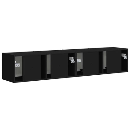 vidaXL TV Wall Cabinet 2 pcs Black 78.5 x 31 x 29.5 cm Engineered Wood