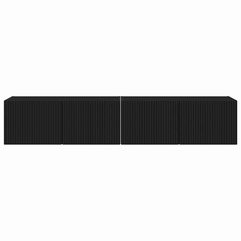 vidaXL TV Wall Cabinet 2 pcs Black 78.5 x 31 x 29.5 cm Engineered Wood