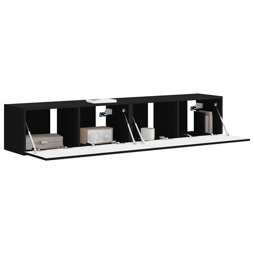 vidaXL TV Wall Cabinet 2 pcs Black 78.5 x 31 x 29.5 cm Engineered Wood